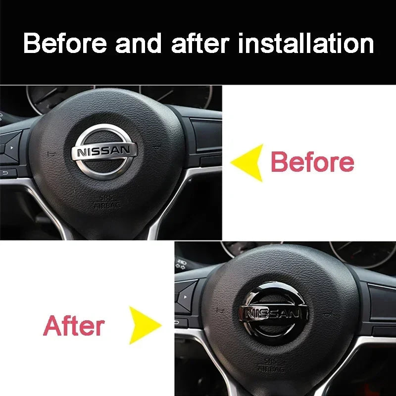 52mm Car Steering Wheel Logo Emblem ABS Sticker for Nissan Qashqai J10 J11 Leaf Juke Tiida Sentra Teana X Trail T30 T32 Almera