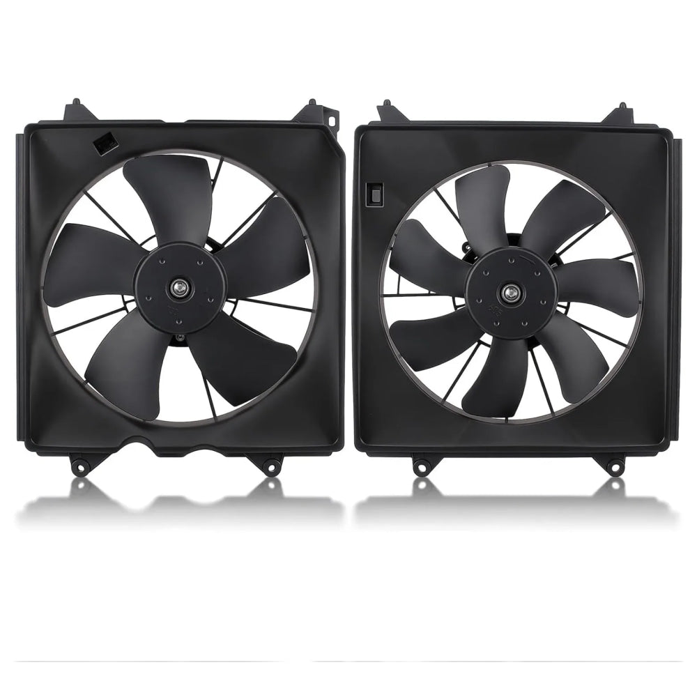 2Pcs AC Condenser Radiator Cooling Motor Fan Black For 2013-2017 Honda Accord Touring