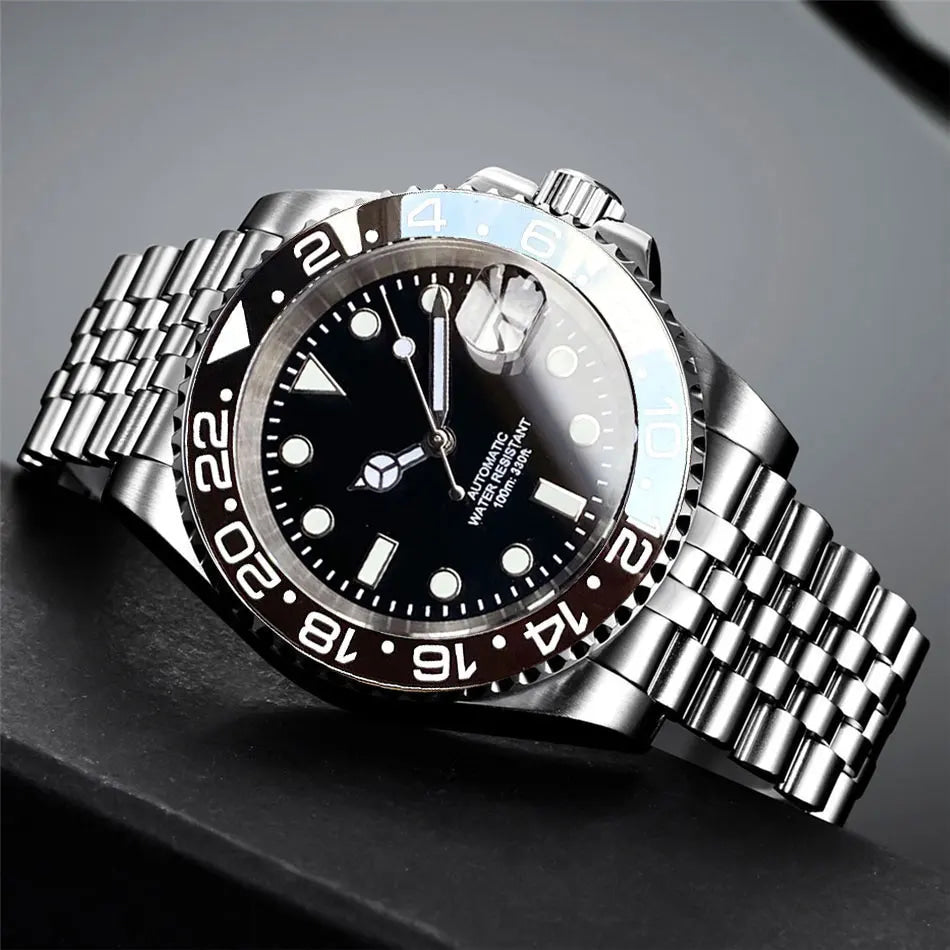 Miyota 8215 PT5000 Stainless Steel 40mm Dive Automatic Men Watch Sapphire Crystal Rotating Bezel Luminous Mechanical Wristwatch