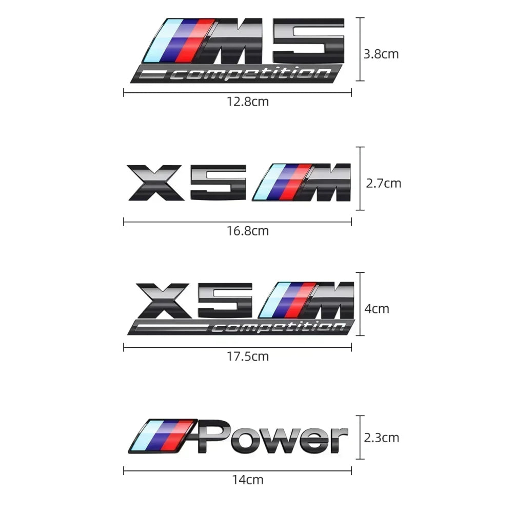 3D ABS Chrome Emblem Letters logo Car Trunk Badge Sticke for BMW M power Thunder Edition competition M1 M2 M3 M5 M7 X3M X5M X7M