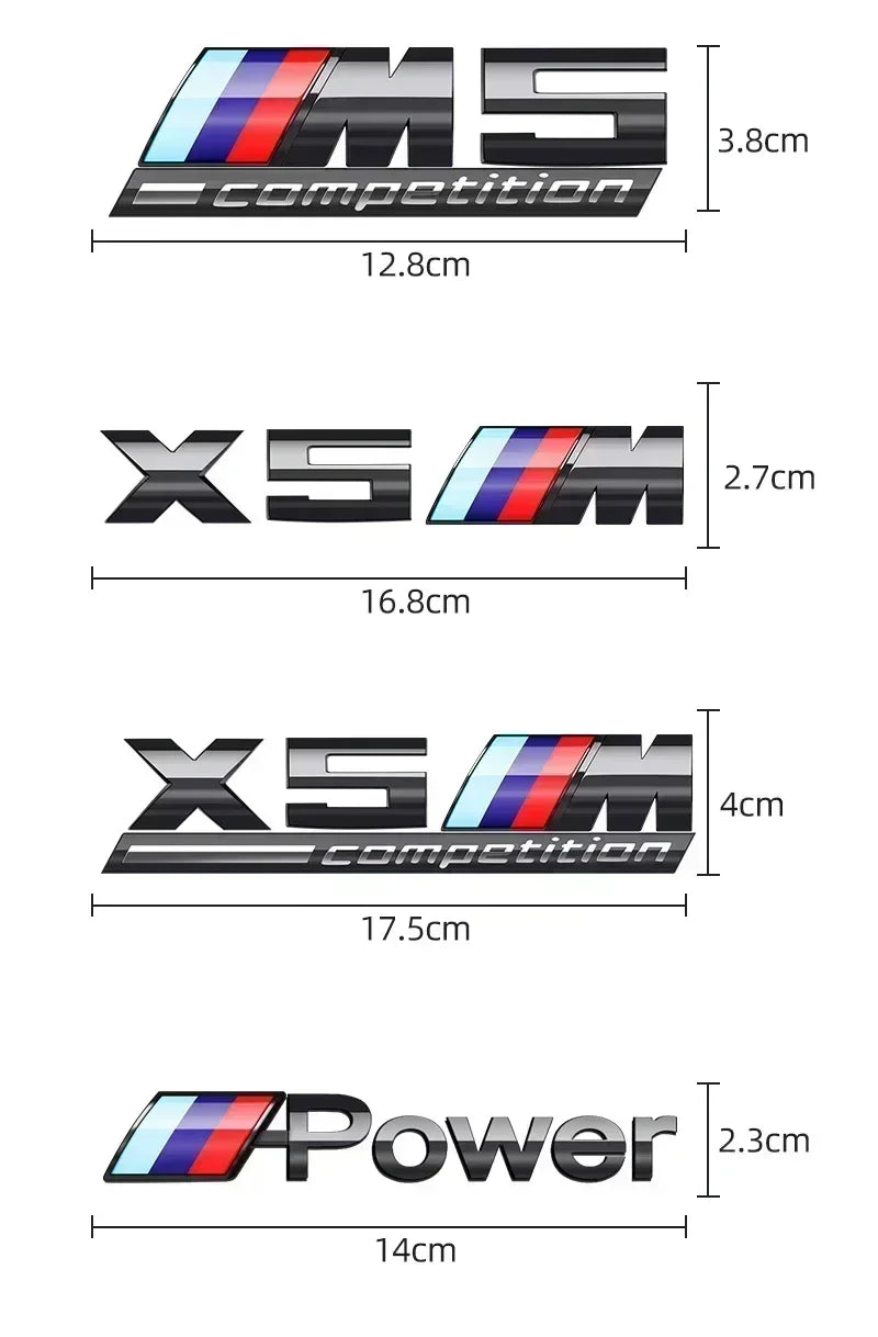 3D ABS Chrome Emblem Letters logo Car Trunk Badge Sticke for BMW M power Thunder Edition competition M1 M2 M3 M5 M7 X3M X5M X7M