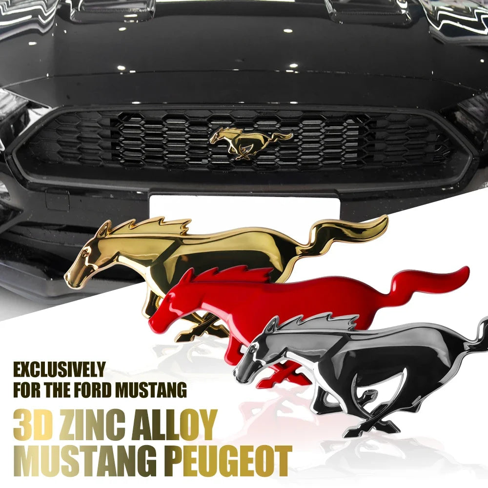 3D Metal Car Front Grille Emblem Logo Rear Trunk Badge Sticker For Ford Mustang Fiesta Focus Ranger Smax Kuga Mondeo Accessories