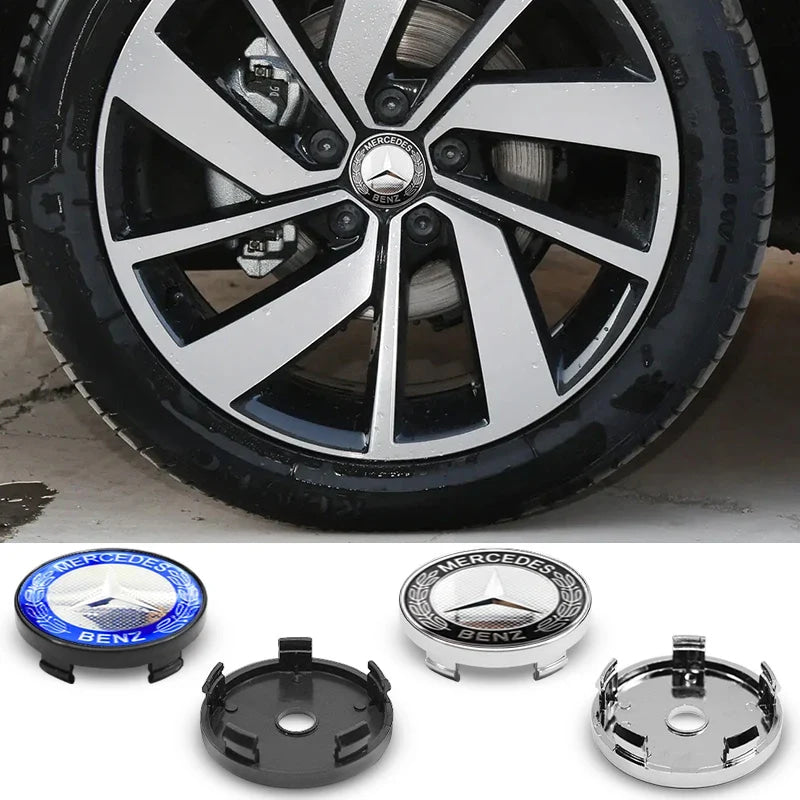 4Pcs 60mm 75mm Car Wheel Center Hub For Mercedes Benz AMG class W205 W203 GLC GLK W206 W220 W211 A180 Cap Rim Cover Accessories