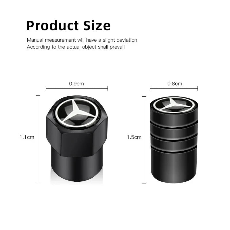 Car Tire Valve caps Emblem metal sticker For Mercedes Benz W203 W204 W168 GLC GLE CLA accessories Interior Mouldings YZQMM-BENC