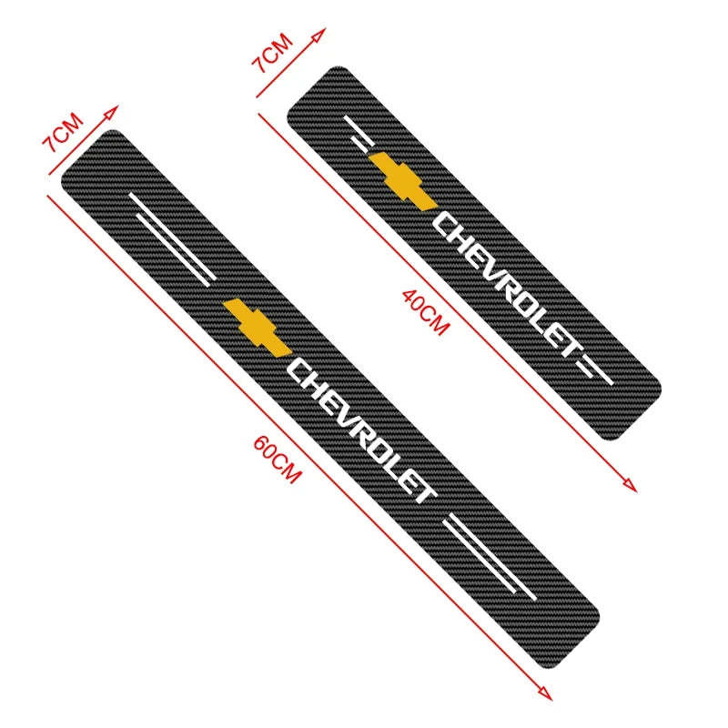 Car Door Threshold Scuff Plate Carbon Fiber Decals Stickers For Chevrolet Cruze Impala Malibu Silverado Cobalt Impala Onix Tahoe