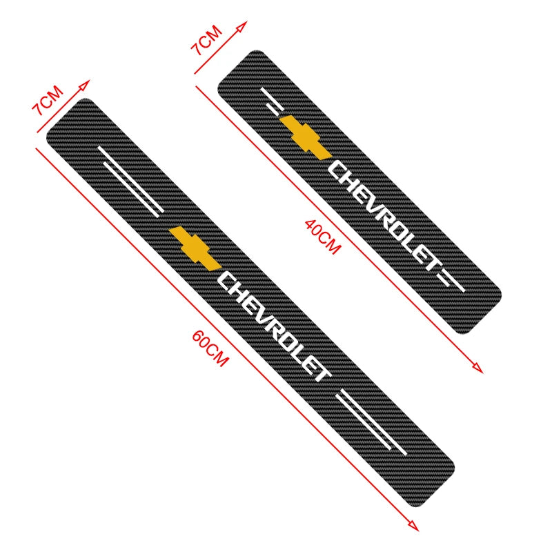 Car Door Threshold Scuff Plate Carbon Fiber Decals Stickers For Chevrolet Cruze Impala Malibu Silverado Cobalt Impala Onix Tahoe