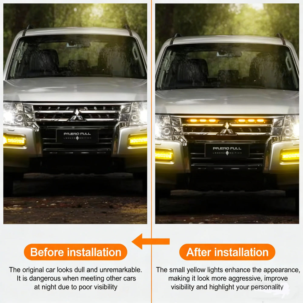 4Pcs 6Pcs Front Grille LED Lights For Toyota Land Cruiser Prado 150 120 Amber DRL Daytime Running Warning Grill Lamps