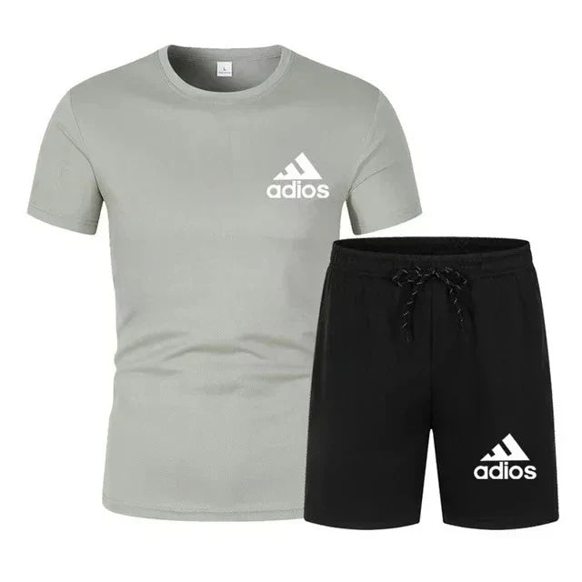 Summer fashion high-quality set men's short sleeved set fashion casual shorts sports set men's T-shirt+shorts two-piece set
