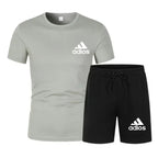 Summer fashion high-quality set men's short sleeved set fashion casual shorts sports set men's T-shirt+shorts two-piece set