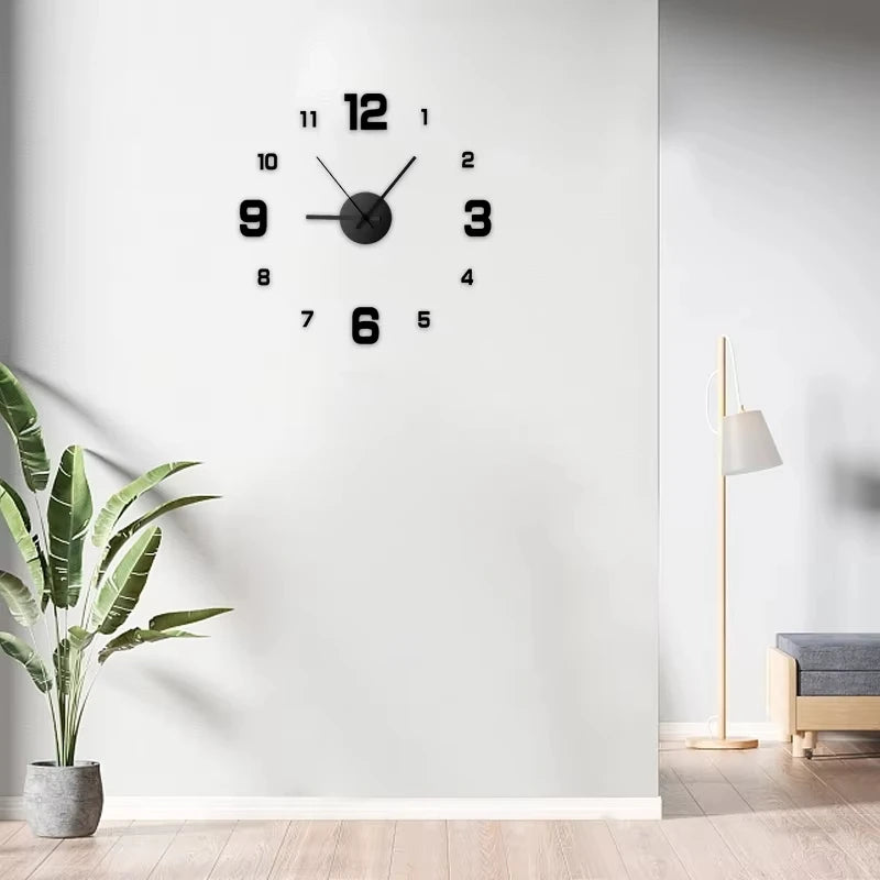 Reloj de Pared 3D Moderno sin Marco, Adhesivo de Espejo para Decoración del Hogar, Oficina, Hotel, Restaurante, Escuela