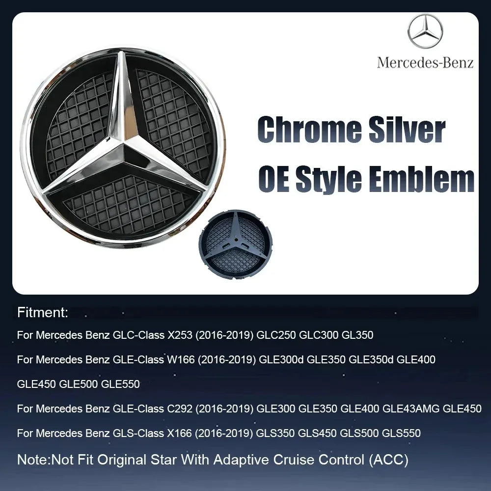 Front Grill Star Emblem  Logo Badge For Mercedes BenzX253 GLE GLC GLS W166 C292 X166 2016-2019