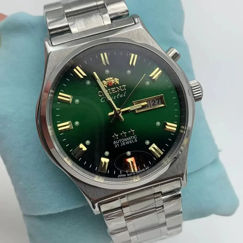 Orient Watch Mechanical Wristwatch Japanese Movement Stainless Steel Bracelet Folding Clasp with Luminescent