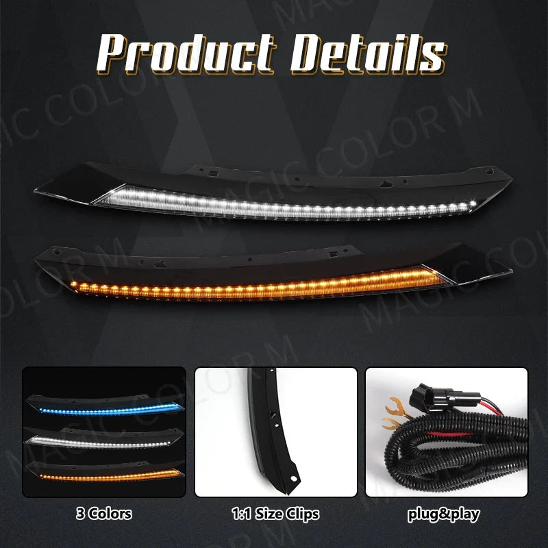 DRL For Honda Civic 2016 2017 2018 2019 2020 LED Headlight Eyebrow Daytime Running Light Dynamic Turn Signal Lamps 3 Colors 12V