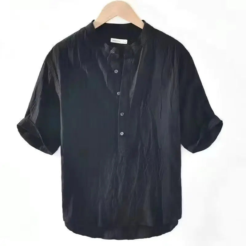 New Cotton Linen Shirts for Men Casual Shirts Lightweight  Short  Sleeve Henley Beach Shirts Hawaiian T Shirts for Men