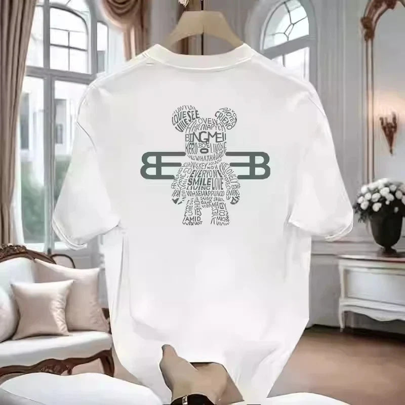 100% pure cotton men's luxurious brand letter print T-shirt, short-sleeved T-shirt, high-quality men's clothing, streetwear