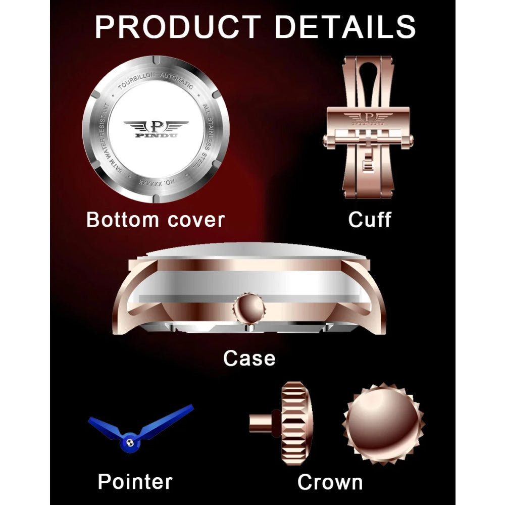 PINDU Watch New TOP Men Mechanical Watch Godfather Fashionable Classic Series 45.5MM Wristwatches Men M2791B