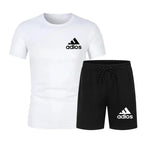 Summer fashion high-quality set men's short sleeved set fashion casual shorts sports set men's T-shirt+shorts two-piece set
