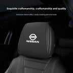 Leather Car Headrest Cover Front Rear Seat Pillow Protective Set For Nissan Sylphy N7 Teana Qashqai Note J10 J11 Navara Juke GTR