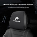 Leather Car Headrest Cover Front Rear Seat Pillow Protective Set For Nissan Sylphy N7 Teana Qashqai Note J10 J11 Navara Juke GTR