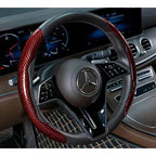 2/3PCS Laser Carbon Fiber Silicone Car Steering Wheel Cover 1K Micro Fiber Leather PVC Wheel Booster Cover Non-Slip Universal