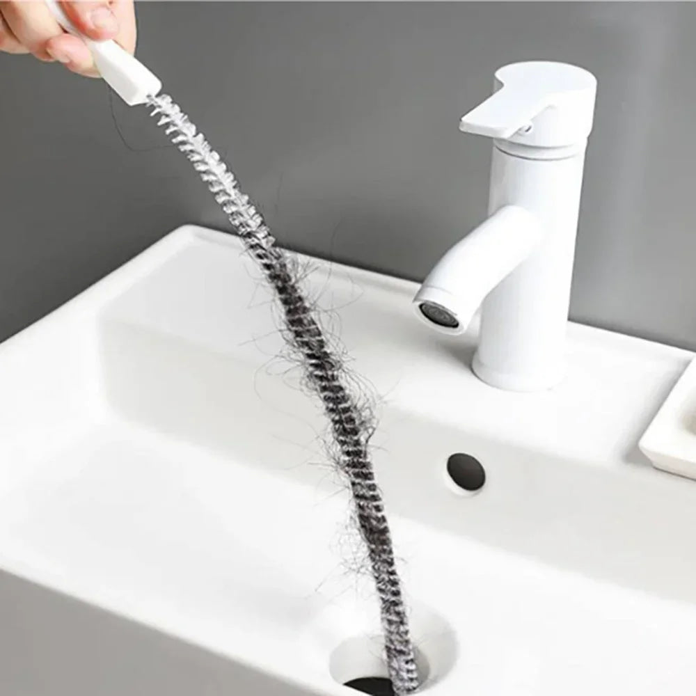 1 cepillo de limpieza de drenaje de fregadero, removedor de obstrucciones de drenaje, cepillo de drenaje de alcantarillado de desbordamiento de fregadero flexible para baño y cocina