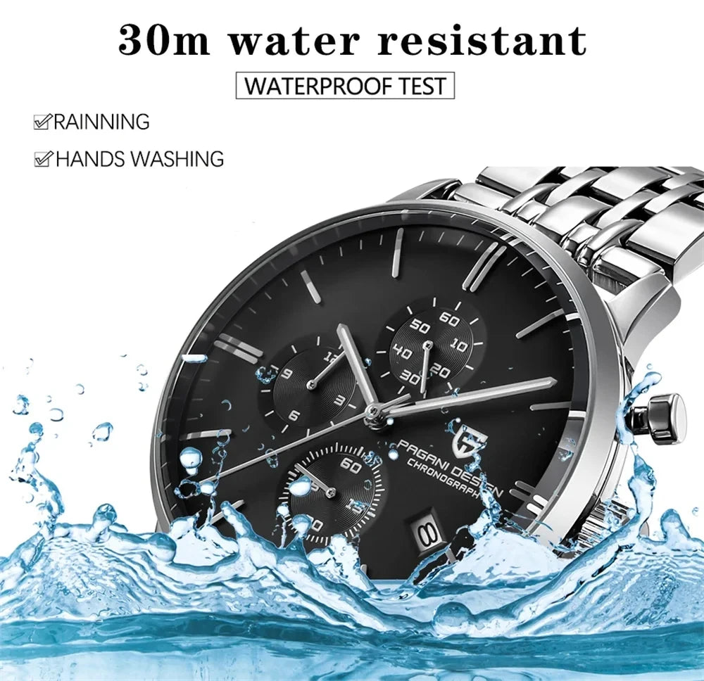 Pagani Design Fashion Luxury Men's Quartz Chronograph Watch Japan VK67 Movement Leather Strap Large Calendar PD-2720K reloj