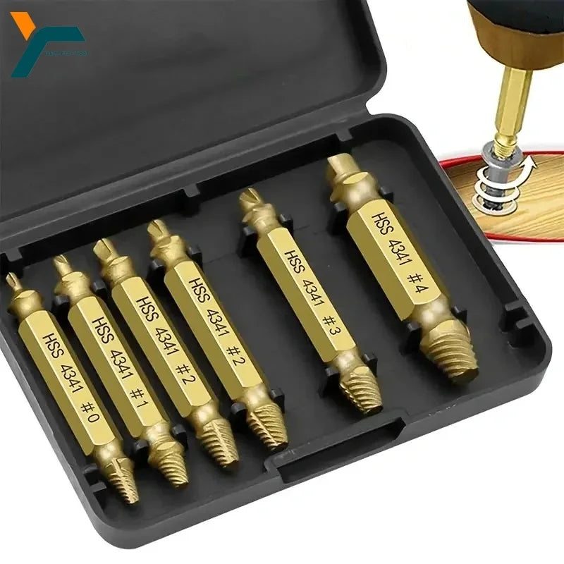 Juego de Extractor de tornillos dañados, broca HSS, removedor roto pelado, pequeño, fácil y rápido, Kit de extracción, herramientas eléctricas de fácil demolición