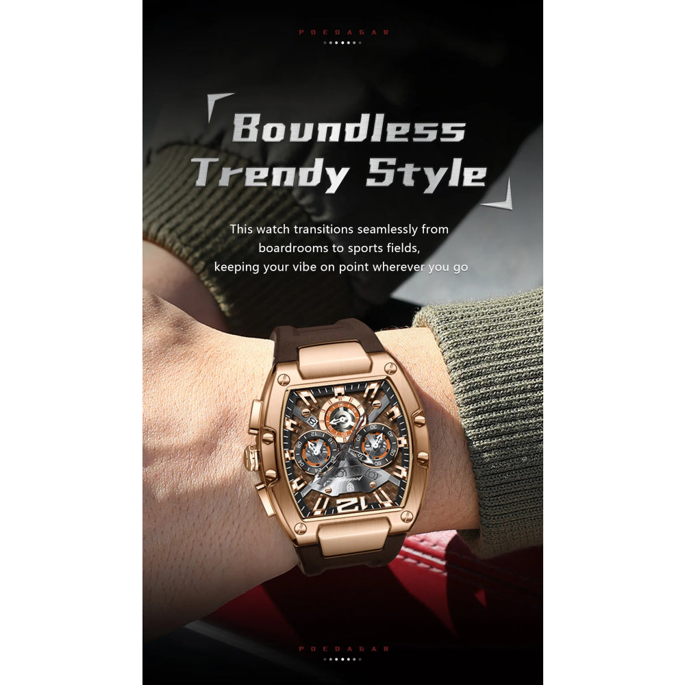 POEDAGAR Fashion Military Men's Watches Luminous Waterproof Date Sports Male Clock Chronograph Silicone Quartz Luxury Wristwatch