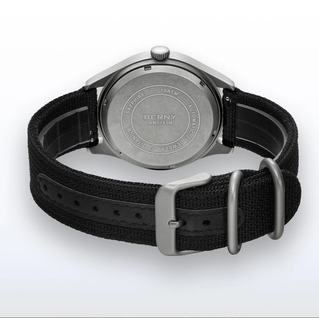 BERNY Titanium Automatic Men's Field Watches Date Sapphire Super Luminous Sports Easy Read Outdoor 10ATM Mechanical Watch