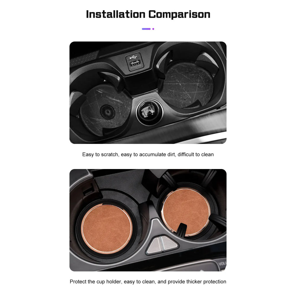 2Pcs Leather Car Coaster Anti-slip Mat Cup Holder Pad For BMW X1 X2 X3 X4 X5 X6 X7 1 3 5 6 7 Series E60 E90 E70 G20 G30 G7