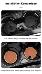 2Pcs Leather Car Coaster Anti-slip Mat Cup Holder Pad For BMW X1 X2 X3 X4 X5 X6 X7 1 3 5 6 7 Series E60 E90 E70 G20 G30 G7