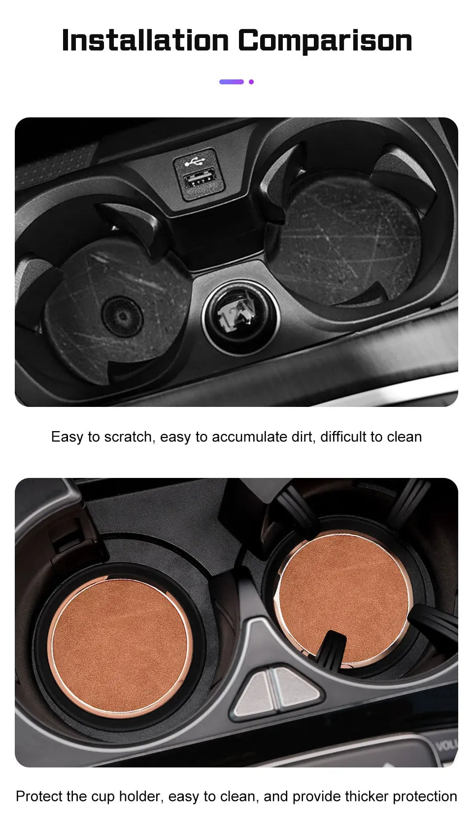 2Pcs Leather Car Coaster Anti-slip Mat Cup Holder Pad For BMW X1 X2 X3 X4 X5 X6 X7 1 3 5 6 7 Series E60 E90 E70 G20 G30 G7