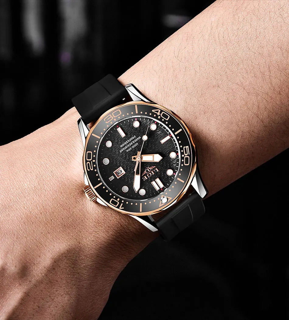 LIGE Men Watch Business Date Watch for Men Luxury Sport Quartz Watches Waterproof Luminous Silicone Wristwatch Relogio Masculino