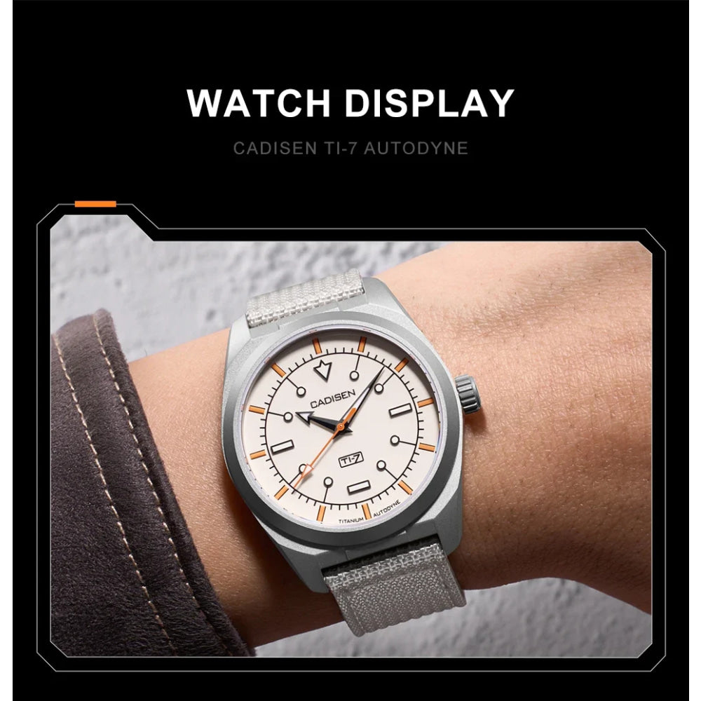 CADISEN TI-7 Autodyne 2026 NEW Titanium Automatic Mechanical Watch Man Canvas Wristwatch MIYOTA 8215 Luminous Waterproof Watches