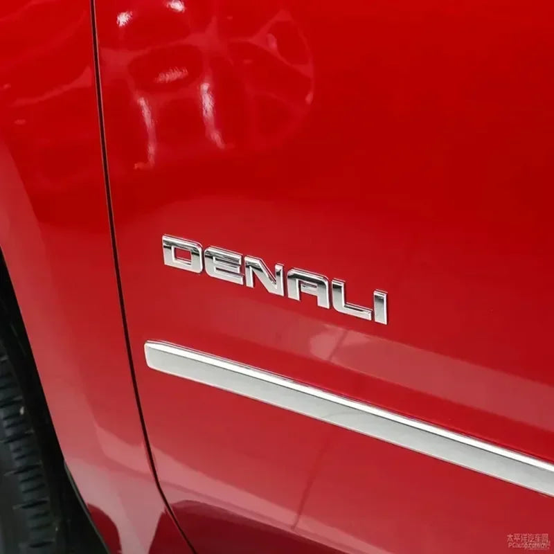 3D ABS DENALI Logo Rear Boot Trunk Side Fender Emblem Badge Sticker Decals Car Styling Accessories For Chevrolet SIERRA Ford GMC