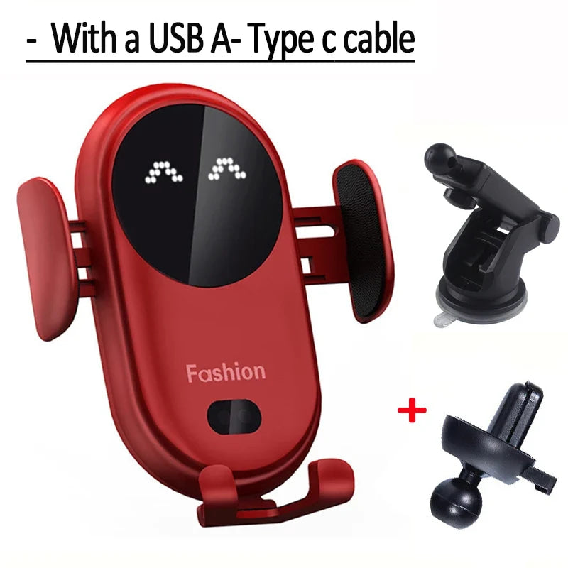 Cargador inalámbrico de 30W para coche, soporte para salida de aire, soporte para teléfono de coche, cargador de carga inalámbrico rápido infrarrojo inteligente giratorio
