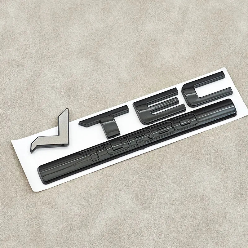 3D ABS Chrome Black Letters VTEC TURBO Logo Badge Emblem Car Rear Trunk Sticker for Honda Civic Accord CRV Auto Accessories