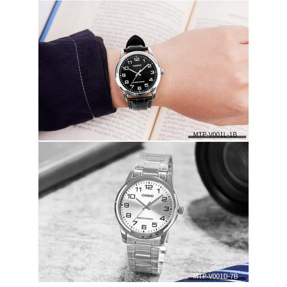 Casio Watch for Men Simple Minimalist Business Style Fashionable Design Water Resistant Quartz Movement MTP-V001