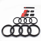 273mm 192mm Car Styling Hood Front Bonnet Grill Rear Trunk Emblem Badge Stickers Glossy Black Accessories For Audi S6 2020-2023