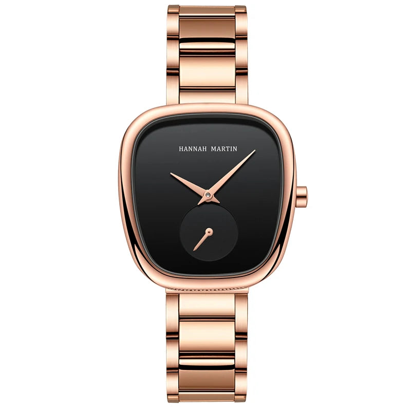 2025 nuevo reloj de pulsera de cuarzo para mujer 34mm barril de vino oro rosa cronómetro negro estilo minimalista de moda relojes ovalados para mujer