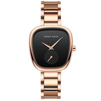 2025 nuevo reloj de pulsera de cuarzo para mujer 34mm barril de vino oro rosa cronómetro negro estilo minimalista de moda relojes ovalados para mujer