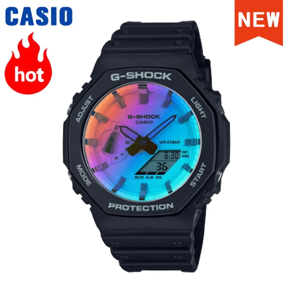 2026 Casio GA-2100 series men's watch Flame Inside trendy sportsmultifunctional fashion anti-shock color disc watch G-SHOCK
