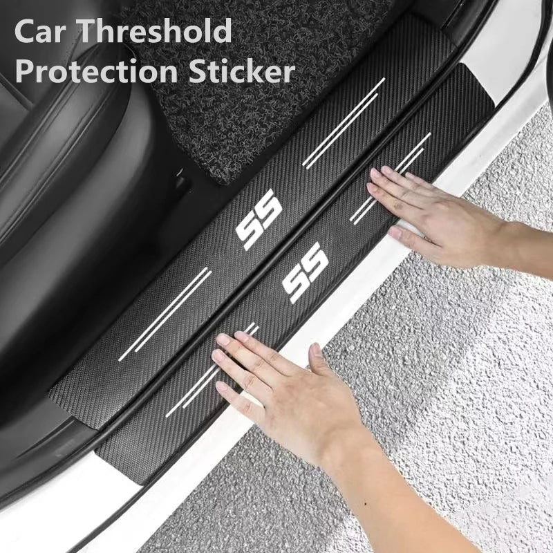 Carbon Fiber Car Stickers Door Sill Protector Bumper Protection Tape for Chevrolet SS Sport Cruze Camaro Captiva Aveo Lacetti