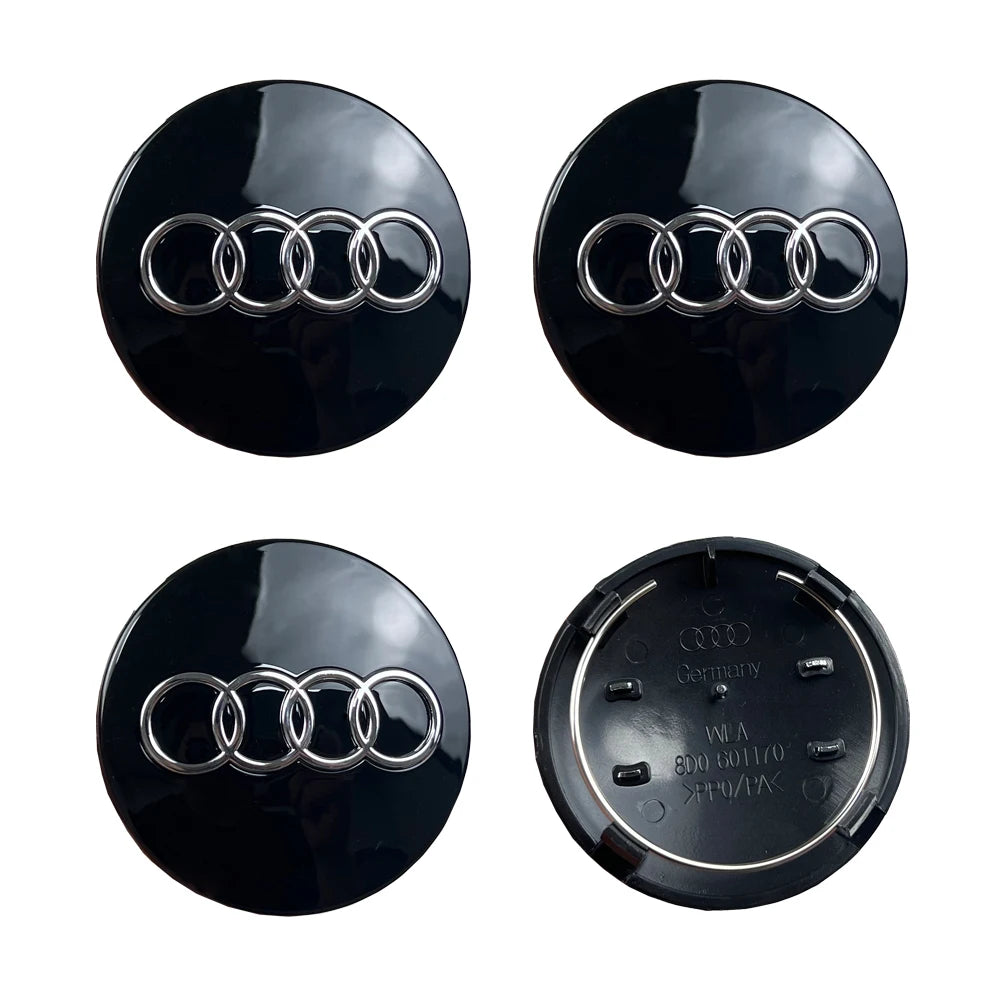 4pcs For Audi Q3 Q4 Q5 Q7 S3 S4 S5 S6 S7 TT A1 A2 A3 A4 A5 A6 A7 Q2 60mm 61mm 68mm 69mm Car Wheel Center Cap Hub Covers Badge