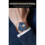 OLEVS 6658 Mens Watch Business Leather Strap Reloj  Hollow out Mechanical Automatic Wristwatch Waterproof Luminous Watch For Man