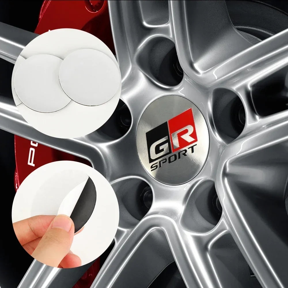 4Pcs 56MM Car Styling Aluminum Wheel Center Hub Caps Stickers For Toyota Rav4 Corolla Camry Aqua Yaris Cross Auris TRD GR Sport