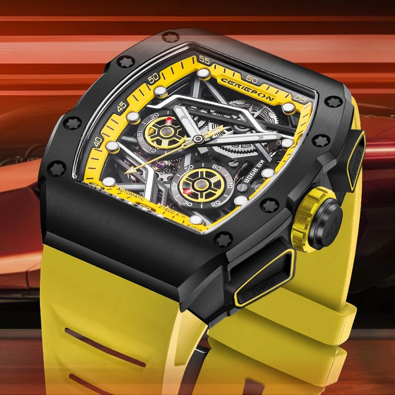 Pagani Designs-reloj automático de acero inoxidable para hombre, cronógrafo mecánico con esfera de grafiti Richard, complemento masculino de buceo