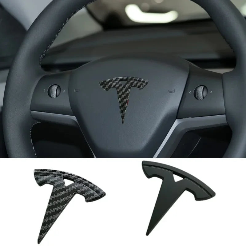5.4x5.4cm ABS For Tesla Model 3 S Model X Y Car Steering Wheel Emblem Decals Overlay Sticker Badge Roadster Interior Accessories