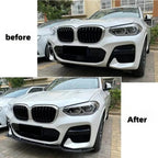3Pcs Front Bumper Spoiler Lip For BMW X3 X4 G01 G02 Pre Facelift M Pack 2018--2021 Gloss Black/Carbon Look Lower Splitter Blade