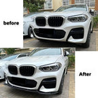 3Pcs Front Bumper Spoiler Lip For BMW X3 X4 G01 G02 Pre Facelift M Pack 2018--2021 Gloss Black/Carbon Look Lower Splitter Blade